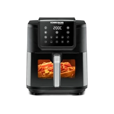 Imagen de Rommelsbacher FRH 1700 Friteuse Unique 8 L Autonome W d’Air Chaud Noir, Acier inoxydable