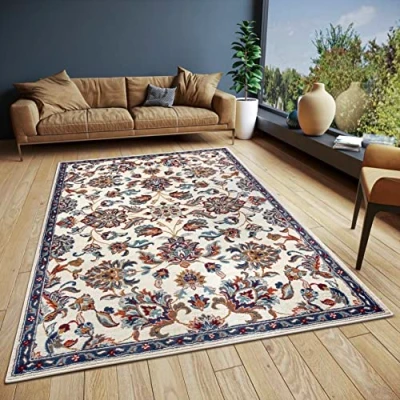 Imagen de HANSE Home Caracci Alfombra Oriental clásica densa Tejida con Adornos y Motivos Florales, Pelo Corto Suave para Dormitorio, Comedor, salón, Pasillo, Cocina, Crema, 160 x 235 cm