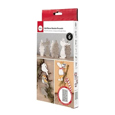 Imagen de Rayher Molde silicona Amigos de los renos, 6 formas, 14,5x26x1 cm, decoración Navidad, 36133000