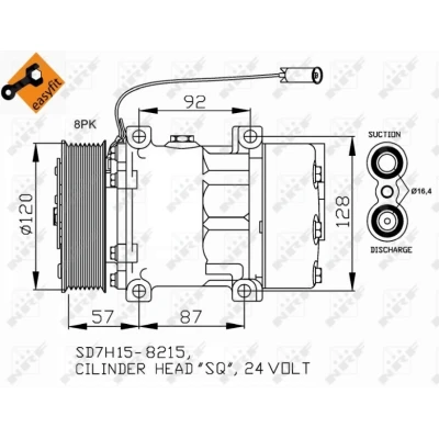 Imagen de NRF EASY FIT 32752 compresor de Aire Acondicionado SD7H15 24 PAG 46 con aceite PAG, junta anular