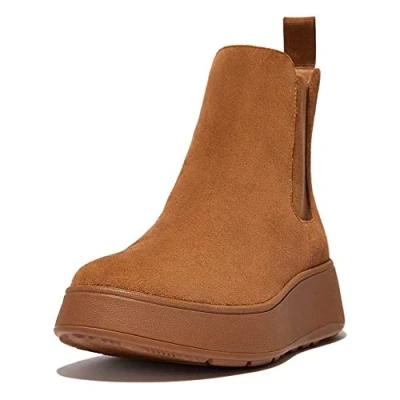 Imagen de Fitflop F Mode Chelsea Botas planas de piel en gamuza marrón claro, beige, 37 EU