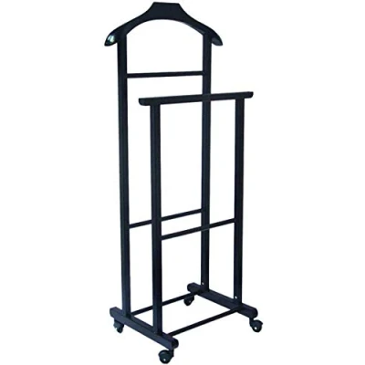 Imagen de Tomaino Galán de noche dormitorio madera haya Perchero con ruedas Ambrogio (negro)
