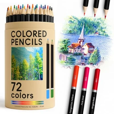 Imagen de 72 Lápices de Colores Profesionales Vibrantres Minas a Base Aceite Set para Expertos, Principiantes y Adolescentes
