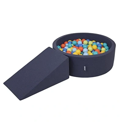 Imagen de KiddyMoon Parque Infantil De Espuma con Rodondo Piscina Bolas (200 Bolas) para Niños, Azul Marino:Verdeclr/Naran/Turq/Azul/Azulclr/Amari