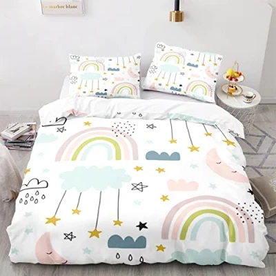 Imagen de Arcoiris 220X240Cm Ropa De Cama Antiarrugas Sin Hierro Poliéster Funda Nordica 150 Juvenil Viene con 2 Fundas Almohada 40X75Cm.
