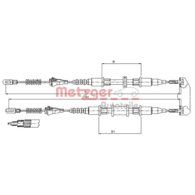 Imagen de METZGER 11.5854 Cable de Freno Mano posterior 1273/690+1690/1092 COFLE OPEL: Astra F CC, Berlina, Cabrio