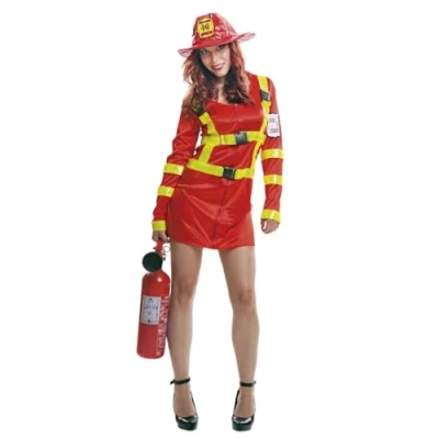 Imagen de My Other Me 200974 Disfraz de bombera para mujer, ajedrez, multicolor, XL (Viving Costumes 200974)