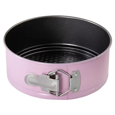 Imagen de wenco Mini molde de 18 cm diámetro, ideal para tartas pequeñas, antiadherente, acero resistente, resistente al calor, color rosa elegante, fácil limpiar