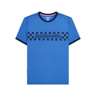 Imagen de Lambretta Camiseta retro de cuello redondo dos tonos para hombre, Azul oscuro/azul marino, M