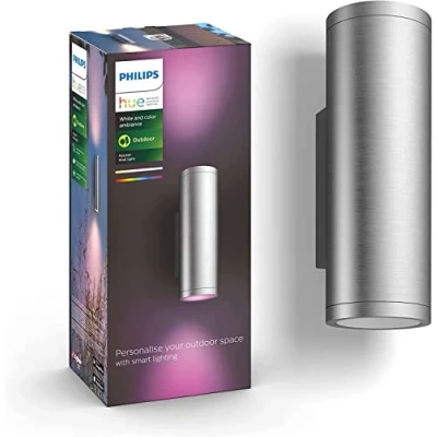 Imagen de Philips Hue Lámpara inteligente Exterior Appear, Aplique LED Inteligente, Luz Blanca y de Colores, Compatible con Alexa Google Home, Color Plata