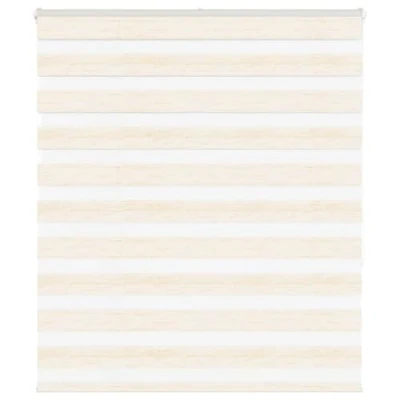Imagen de vidaXL Estor Cebra Beige mármol Tejido Ancho 120,9 cm poliéster, Doble, Enrollable Cebra, Cortina Doble