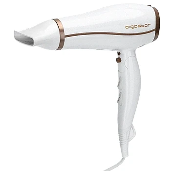 Imagen de Aigostar Luna Secador de pelo profesional 2200 W con iones negativos. 2 velocidades, 3 niveles temperatura + botón aire frío. Mango plegable.