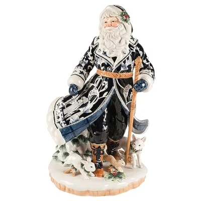 Imagen de Goebel Fitz &amp; Floyd 51 001 30 1 Figura de Papá Noel en Abrigo Azul, Fabricada Loza, Altura 48 cm