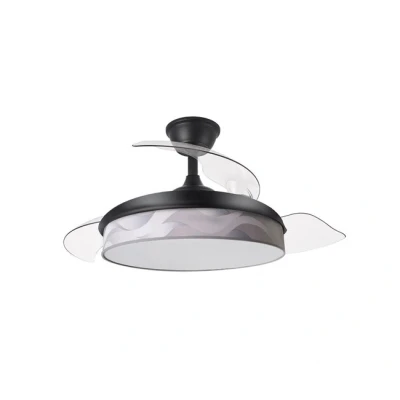Imagen de Abrila Ventilador DC MODA Color Negro con tres Aspas Desplegables ABS y Difusor Ola Gris 6 Velocidades Ajustables 3 Temperaturas de Luz Temporizador Mando a Distancia Incluido