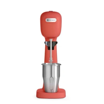 Imagen de HENDI Batidora, Mezclador de bebidas, Frappés, Incluye 2 vasos mezcladores (acero inoxidable y policarbonato) juegos agitadores cada uno, 230V/400W, 170x196x(H)490mm, Rojo