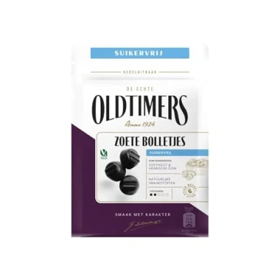 Imagen de Oldtimers Zoete Bolletjes sin azúcar 100 g I Regaliz de los Países Bajos Dulces holandeses Salmiak Drop Licorice