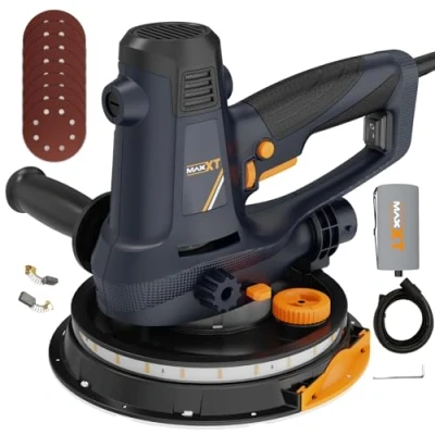 Imagen de MAXXT lijadora pared y techo, 810W, con velocidad variable succión ajustable, 1500 2800 RPM, pladur lijado grueso/fino LED, cable 4M 8 discos de