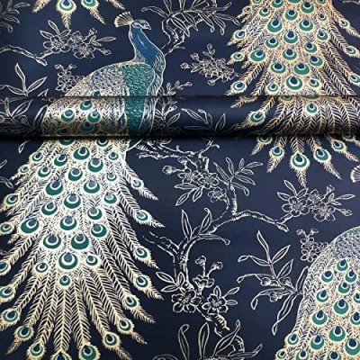 Imagen de Rasch 282992 Papel pintado azul marino pavo real