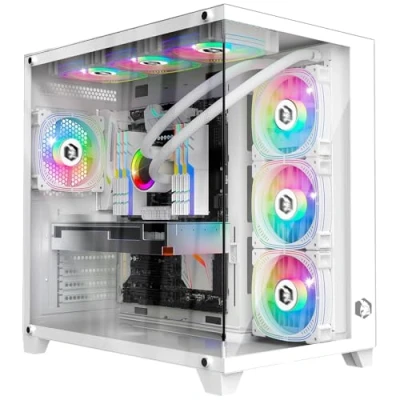 Imagen de EMPIRE GAMING (2024 Nuevo Caja para PC Gamer CL 242 ARGB Gran Torre ATX, Micro ATX e ITX 7 Ventiladores 120 mm 3 Pines 5 voltios LED RGB direccionable MB Sync Mid Tower Blanco