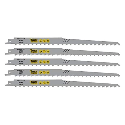 Imagen de SabreCut SCRS1617K_5 Juego de 5 hojas sierra sable alternante corte muy rápido para madera, 300 mm, 3 TPI S1617K, compatibles con Bosch, Dewalt, Makita y muchos otros