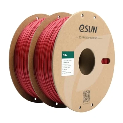 Imagen de eSUN Filamento PLA+ 1.75mm, Mejorado Tenacidad Impresora 3D PLA Plus, Precisión Dimensional +/ 0.03mm, 1KG por Carrete, 2 Carretes para Impresoras, Rojo Oscuro*2
