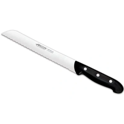 Imagen de Arcos Cuchillo Panero con Hoja de Acero Inoxidable Nitrum 210 mm. Obtenga una gran variedad cortes parau comida. Pan ideal para uso doméstico diario. Serie Maitre. Color negro.