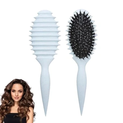 Imagen de Atsmoce® 2024 Nueva Curl Hair Defining Brush Define Styling Cepillo Pelo Cerdas Jabalí, Unisex (Blue)