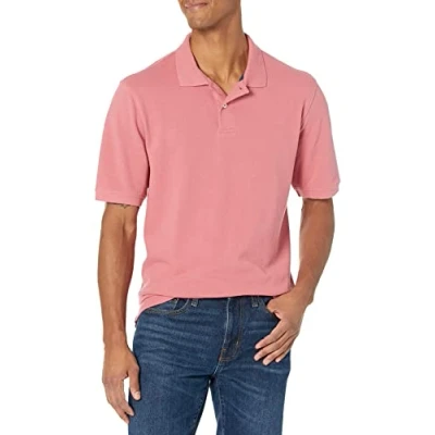 Imagen de Amazon Essentials Polo en piqué de algodón con Corte Regular (Disponible Talla Grandes y Largos Especiales) Hombre, Rojo Efecto Lavado, M