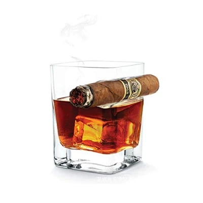Imagen de vasos whisky con el sostenedor del cigarro, Pasado de moda Copa brandy, 14 oz 320ml vino para los amantes cigarro Regalos