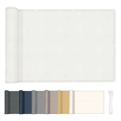 Imagen de HENG FENG Pantalla Privacidad Balcon 75x600cm PES, Protección UV, Impermeable, a Prueba de Viento para Exterior, Terraza y Balcón, Beige