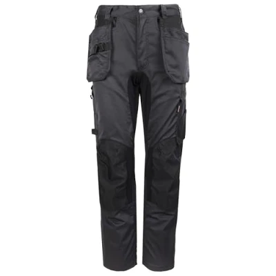 Imagen de TuffStuff Pantalones de trabajo X Motion Estilo cargo Paneles elásticos Costuras triples Cuenta con bolsillos para rodilleras Cómodo y flexible, gris, 36W largo