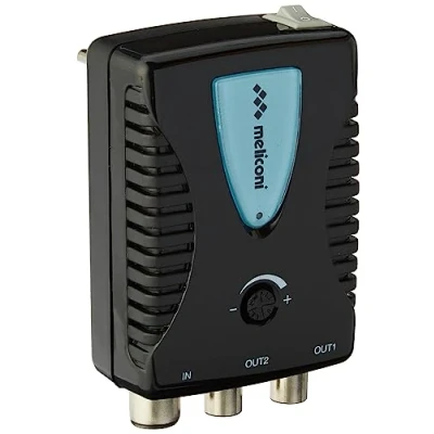 Imagen de Meliconi AMP200, Amplificador de Antena TV, Señal Digital 2 Vías para Interiores, Alimentación Directa 220V, Filtro LTE