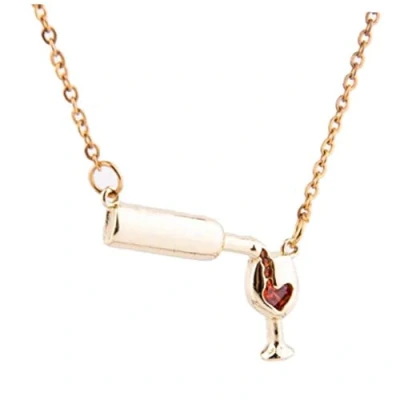 Imagen de Botella De Vino Cristal Joyería Pendiente La Copa Acero Inoxidable Collar Regalo para Los Amantes del