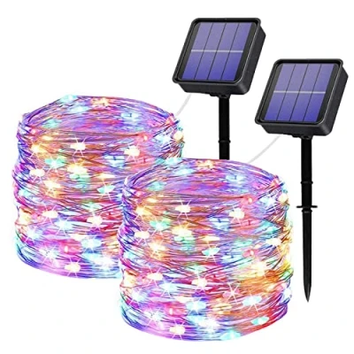 Imagen de Luces Solares Navidad Exterior Jardin,2 Pack Guirnaldas Solar 240LED 24M Impermeables Cadena de Decoracion para Jardín, Dormitorio,Muebles, Patio,Terraza,Balcón,Fiestas,Bodas