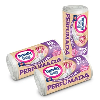 Imagen de Handy Bag Bolsas de Basura 10L Baño, Perfumadas, Extra Resistentes, 80% Materiales Reciclados, 45