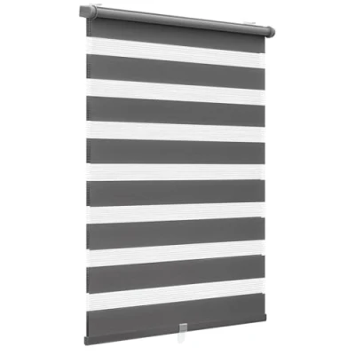 Imagen de Sekey Estor Doble con fijación sin Agujeros para Ventanas, Doble, 50 cm de Ancho, x 150 cm, Color Gris Oscuro