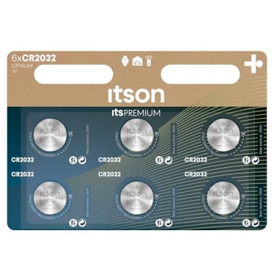 Imagen de ITSON CR2032 Pilas de botón Litio, 3V, Paquete 6, Adecuado para AirTag, Llaves Coche, Relojes y pulsómetros