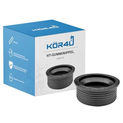 Imagen de kör4u Sifón Junta para lavabo (50 x 32 mm, manguito, manguito de goma, boquilla goma tubo drenaje), color negro