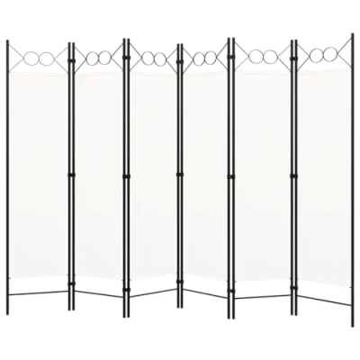 Imagen de vidaXL Biombo Divisor de 6 Paneles, Plegable, Separador Ambientes, Pantalla Privacidad para Salón Oficina Jardín, Blanco 240x180 cm