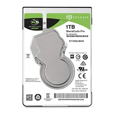 Imagen de Seagate BarraCuda Pro, 1 TB, Disco duro interno de alto rendimiento, HDD, 2,5 in, SATA 6 GB/s, 7200 RPM, caché 128 MB para PC y portátil, 2 años servicios Rescue (ST1000LM049)