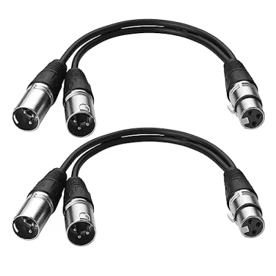 Imagen de S SIENOC Cable de micrófono XLR 3 pines a doble 2 (plata hembra macho)