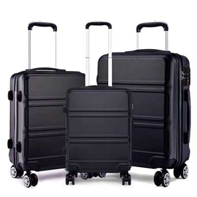 Imagen de Kono Juego Maletas de Viaje Rígida ABS 3 Piezas Trolley Maleta Equipaje Mano con 4 Ruedas y Cerradura Combinación TSA 51,5/65/75cm (Cabina/Mediana/Grande, Negro)