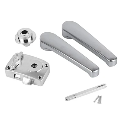 Imagen de EBTOOLS para botón puerta baño cerradura de RV, juego palanca inodoro perilla cromado pulido autocaravana RV Yac