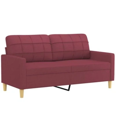 Imagen de vidaXL sofá de 2 plazas Tela Rojo Tinto 140 cm, sofá, tapizado, Personas, sofás, salón, Dos