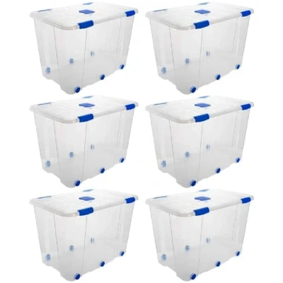 Imagen de AC Pack de 6 Cajas ordenación N.º 19 Contenedor para almacenar Juguetes, Libros, Ropa, Mantas Capacidad 160 litros Dimensiones Aprox.: 83,3 x 52,4 52,8 cm