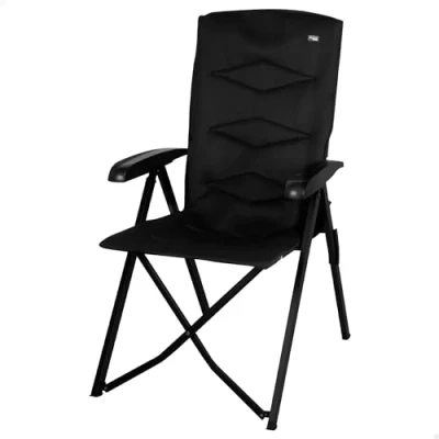 Imagen de AKTIVE 63058 Silla Plegable Acolchada, 5 Posiciones, Soporta 110 kg, Topes Antideslizantes, Estructura Aluminio, Tejido poliéster, Sillas Plegables, Incluye Funda Transporte, 49 x 76 109 cm, Negro