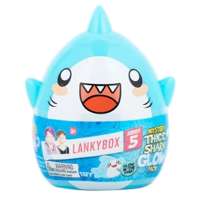 Imagen de LankyBox Mystery Thicc Shark Glow Pack con 5 emocionantes juguetes para descubrir en el interior, producto licencia oficial
