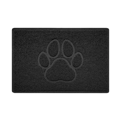 Imagen de Nicoman Paw Felpudo con Forma de Huella en Relieve, Espagueti, Negro, Small (60x40cm)