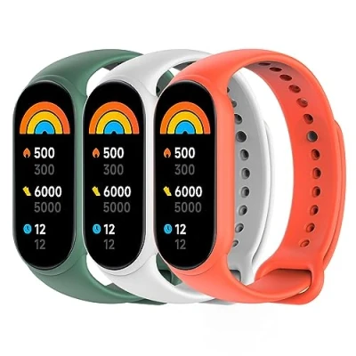 Imagen de TiMOVO Correa Compatible con xiaomi Mi Band 8, 3 PZS Correas Deportivas de Silicona Suave para Hombre y Mujer, Pulsera Repuesto Ajustable Naranja/Blanco/Verde Oscuro