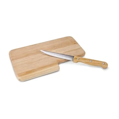 Imagen de ROMINOX Tabla de madera con cuchillo integrado (hoja 11 cm aprox.) y práctico orificio para cuchillos. Tamaño: 23 x 14 1,2 cm.